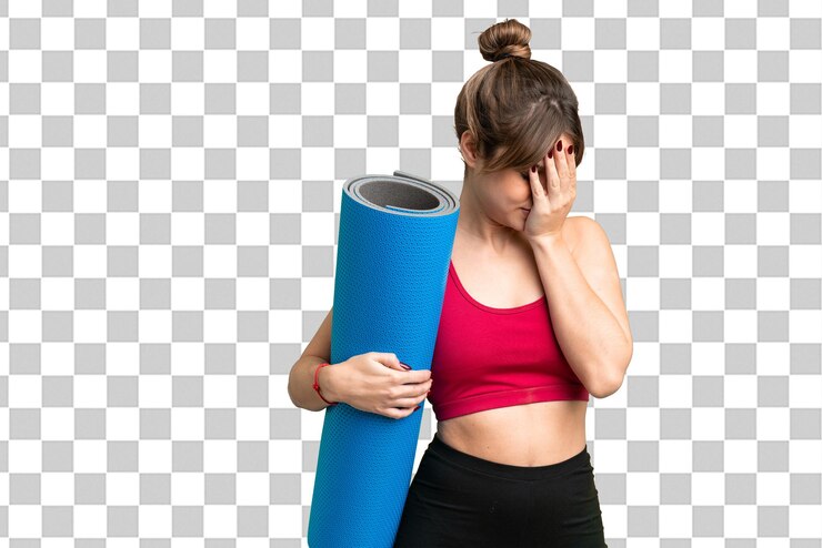 PSD young girl over isolated chroma key background