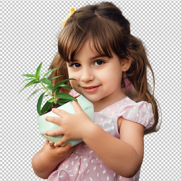 PSD young girl and plant