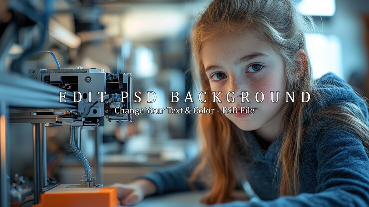 PSD young girl with 3d printer