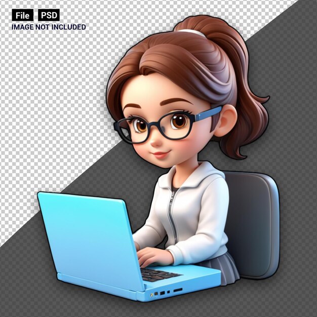 노트북 을 쓰고 있는 어린 소녀