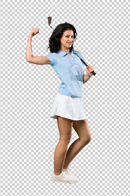 PSD young golfer woman celebrating a victory