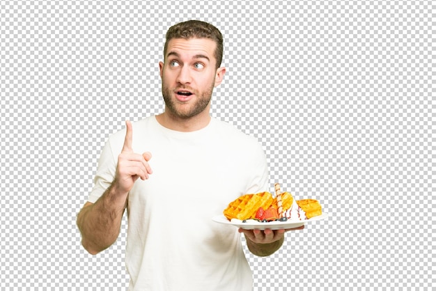 Young handsome blonde man over isolated chroma key background