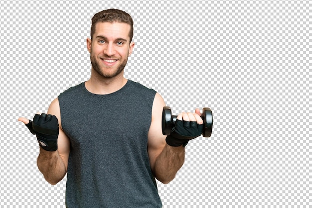 young handsome blonde man over isolated chroma key background