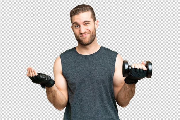 young handsome blonde man over isolated chroma key background
