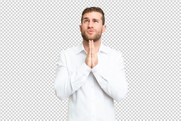 young handsome blonde man over isolated chroma key background
