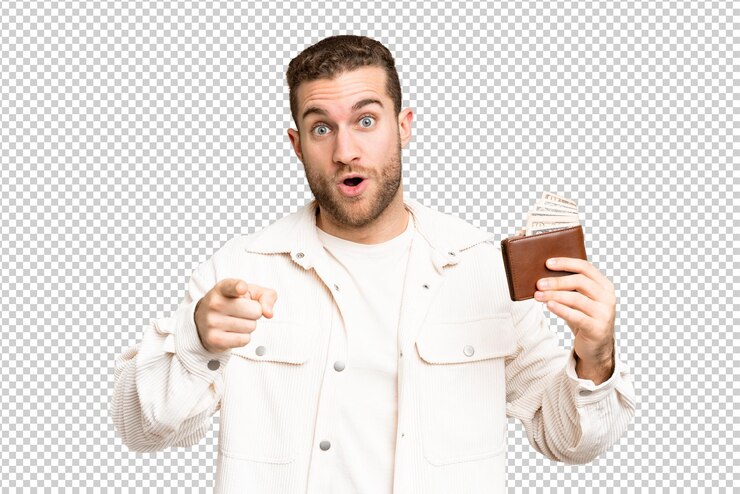 PSD young handsome blonde man over isolated chroma key background