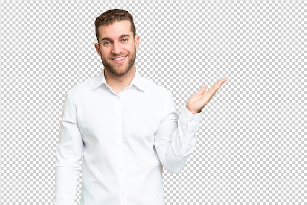 Young handsome blonde man over isolated chroma key background
