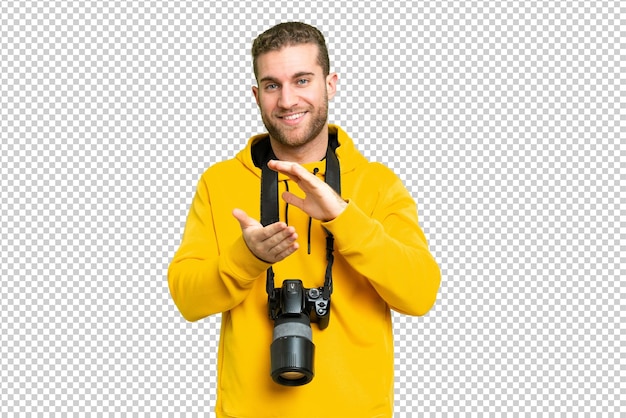 young handsome blonde man over isolated chroma key background