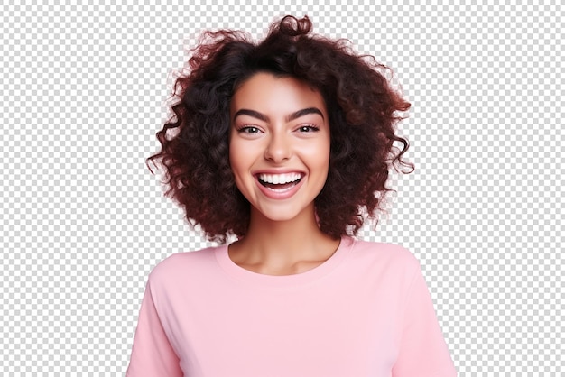 A young happy young woman isolated on a transparent background