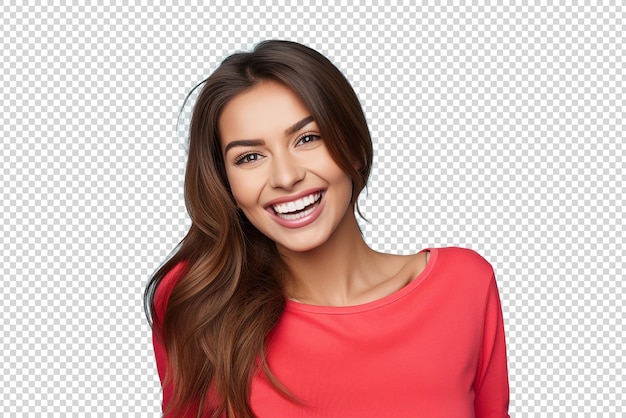 A young happy young woman isolated on a transparent background