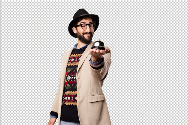 PSD young hipster man making gestures