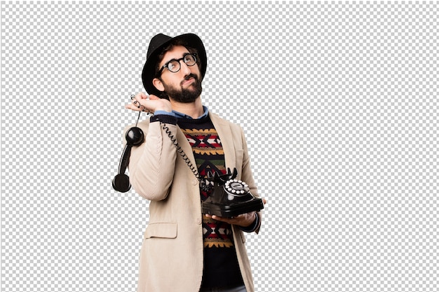 PSD young hipster man making gestures