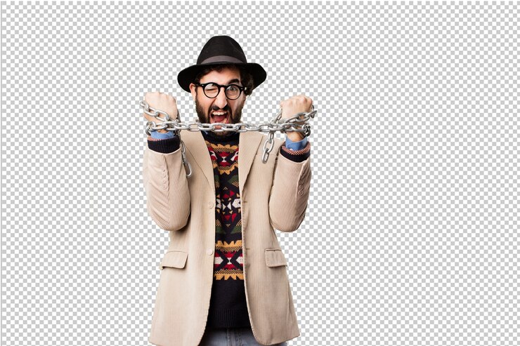 PSD young hipster man making gestures