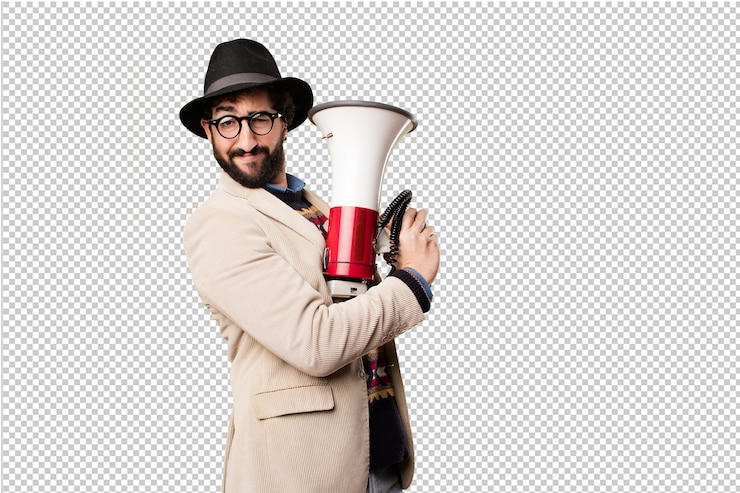 PSD young hipster man making gestures