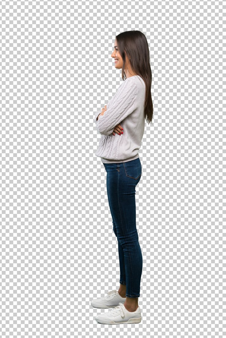 PSD young hispanic brunette woman in lateral position