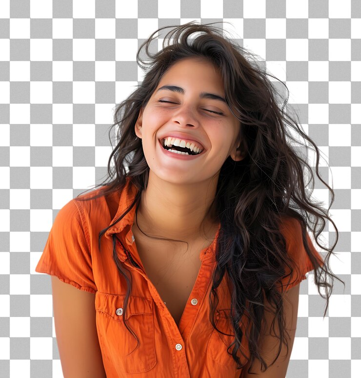 PSD young hispanic brunette woman on a transparent background