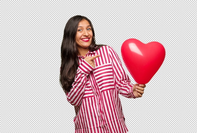 PSD young indian woman celebrating valentines day