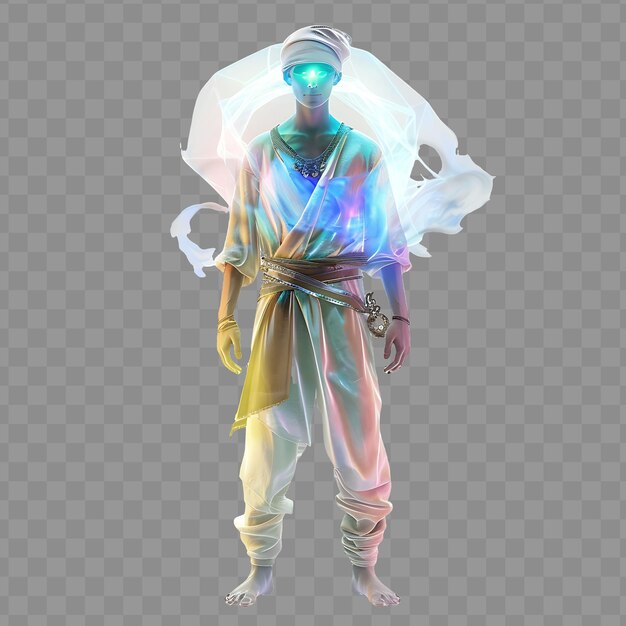 PSD young man clairvoyant with mystical form third eye aura read character design game asset concept