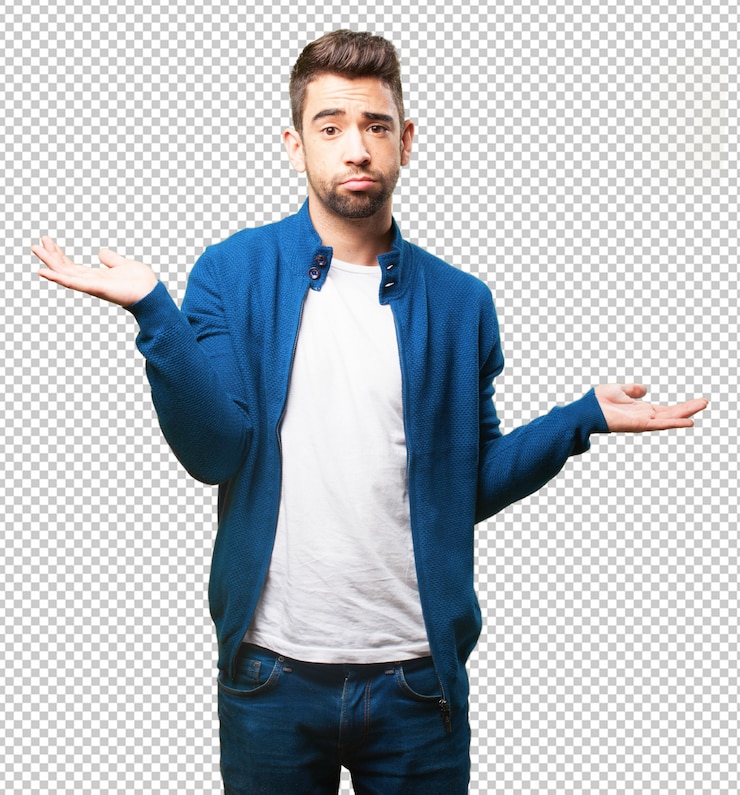 PSD young man doing a balance gesture