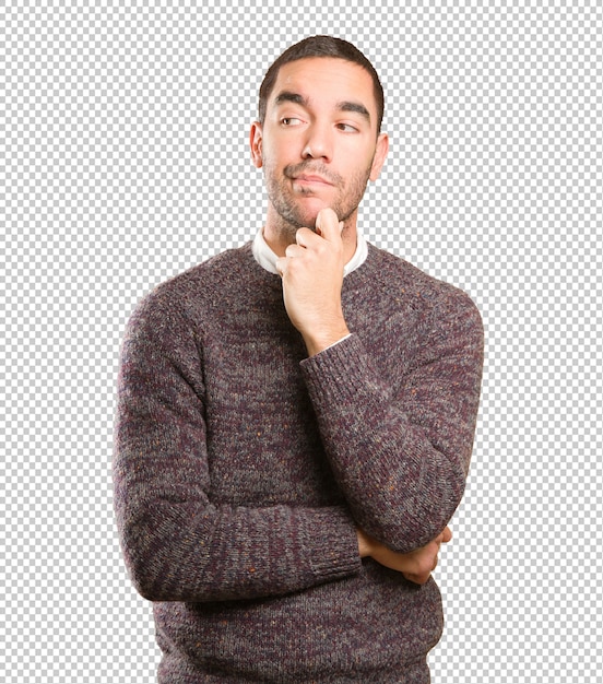 young man doing a doubt gesture