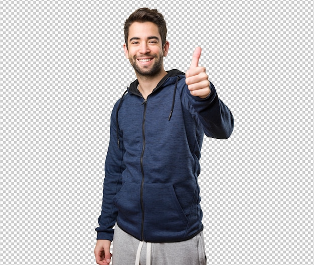 Young man doing okay gesture