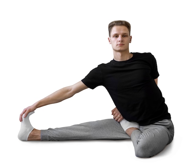 young man doing a yoga position