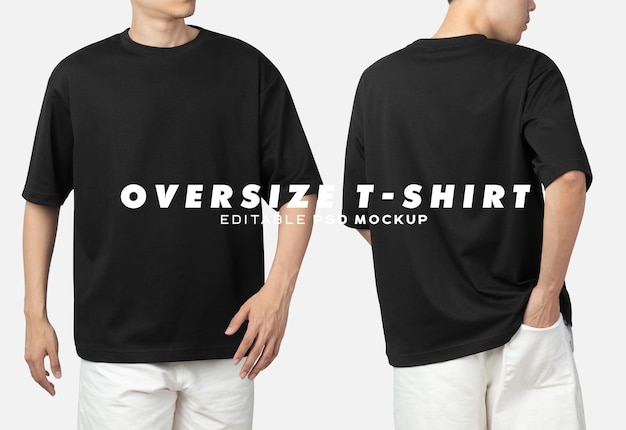 特大のTシャツのモックアップpsd、あなたのデザインのテンプレートの若い男。