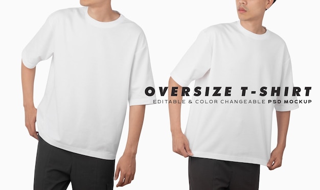 Young man in Oversize T shirt mockup psd Template for your design