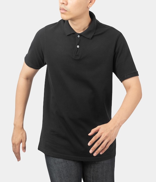 Young man in Polo shirt mockup psd, Template for your design