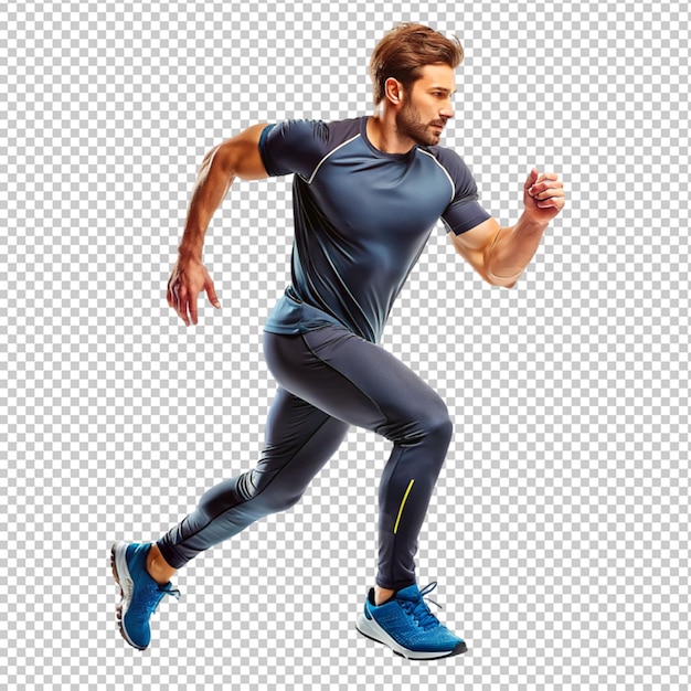 A young man runner on transparent background