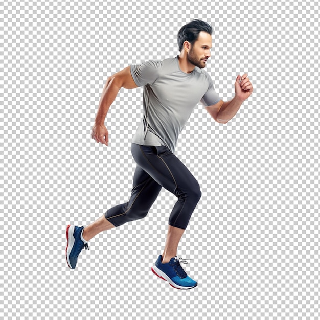 A young man runner on transparent background