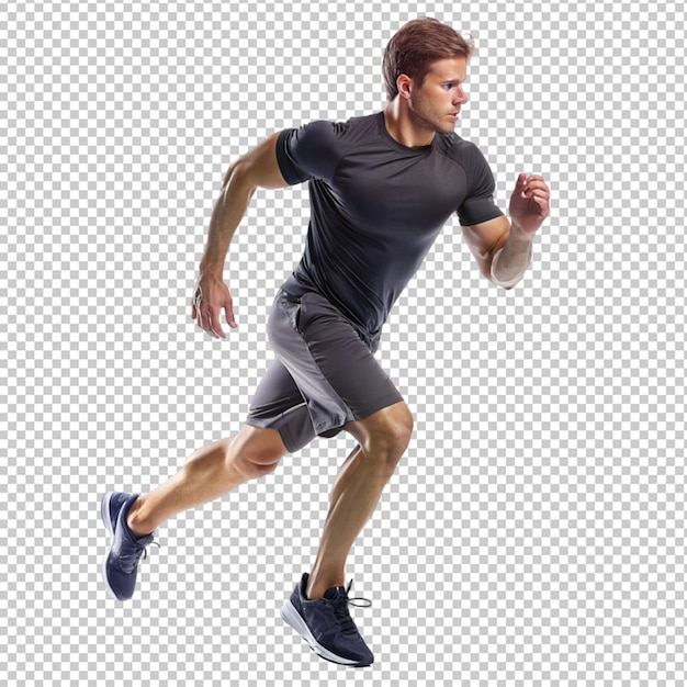 A young man runner on transparent background