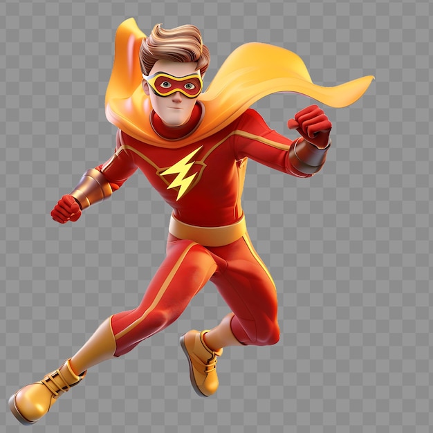 PSD young man super speedster with speedy form super speed quick character design game asset concept
