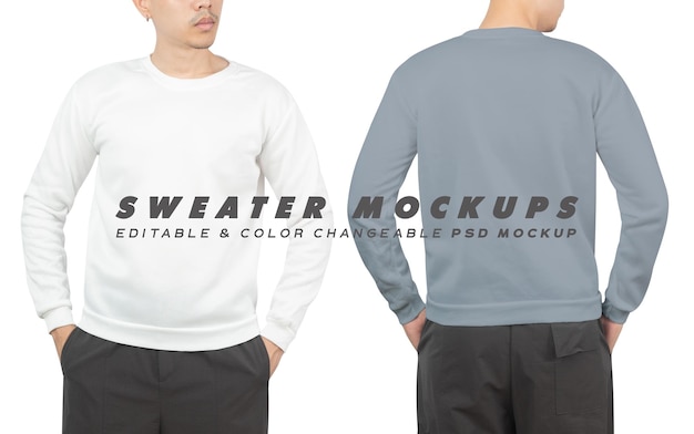 Young man in Sweatshirt mockup psd Template for your design