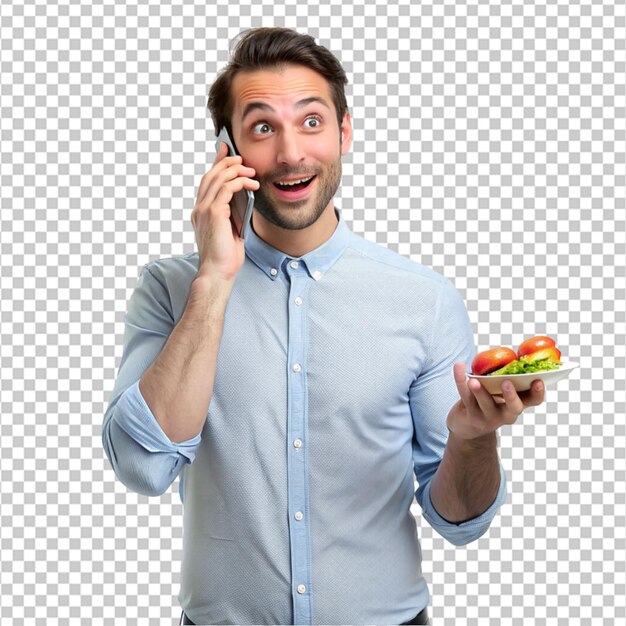 PSD young man using chopsticks to eat sushi