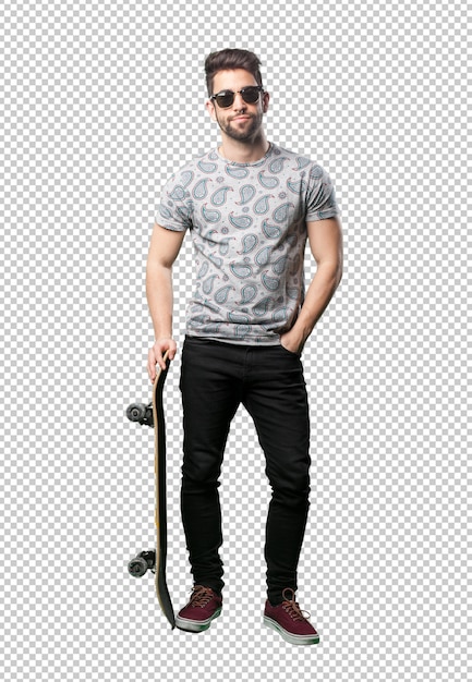 スケートボードを使用している若い男