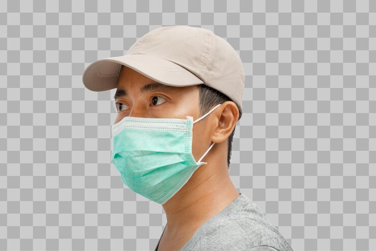 PSD 戴著保護面罩的年輕人
