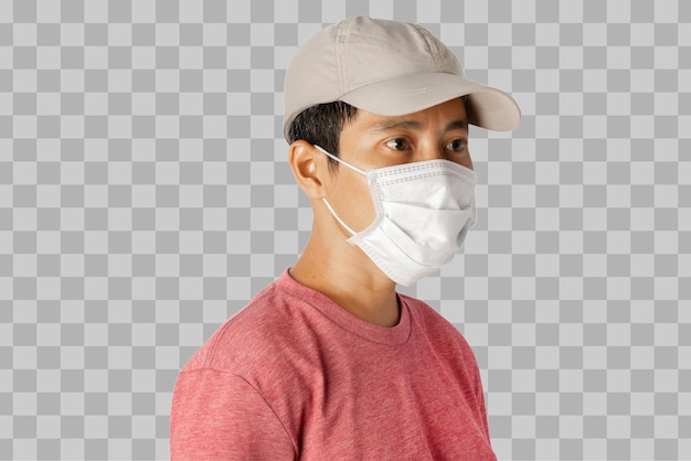 PSD young man wearing protection face mask