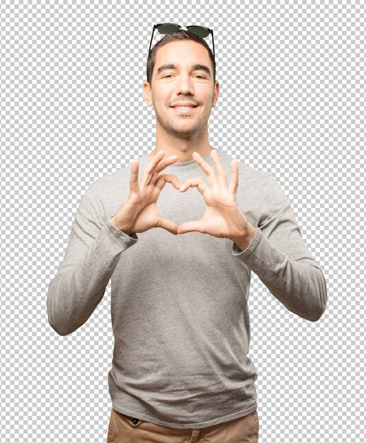 PSD young man wearing sunglasses and doing gestures