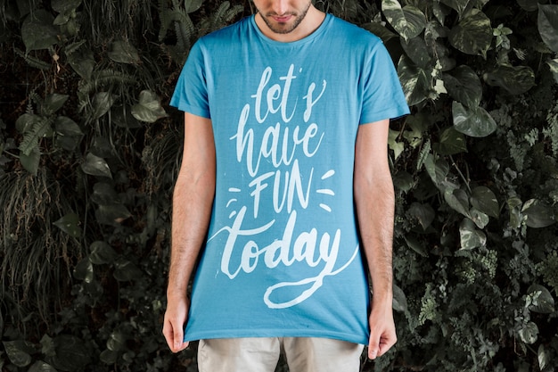 Young man wearing t shirt mockup