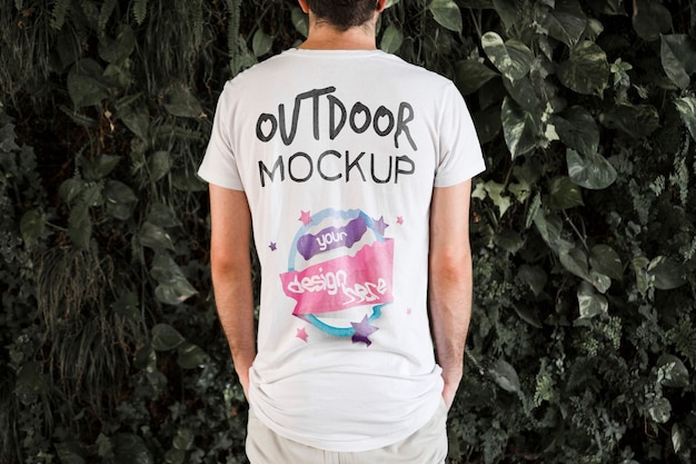 Young man wearing t shirt mockup