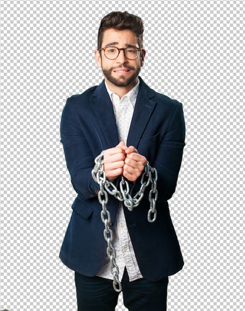 PSD young man with a chain