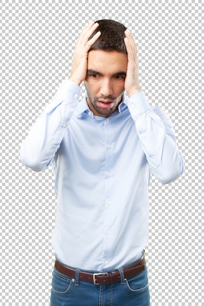 PSD young man with a gesture of depression