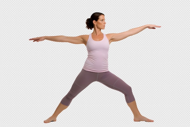 PSD young middleaged girl does exercises to maintain a slim body without background