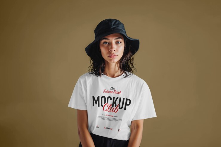PSD young model posing in studio mockup