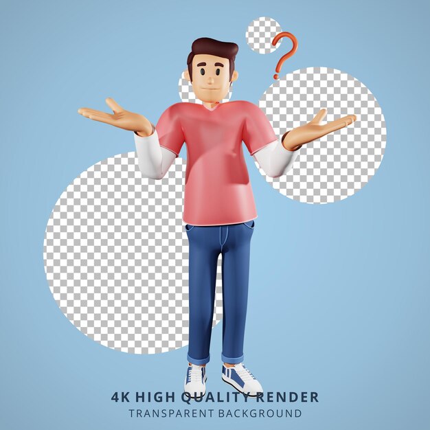 젊은이들은 아무것도 모르는 3D 캐릭터 일러스트