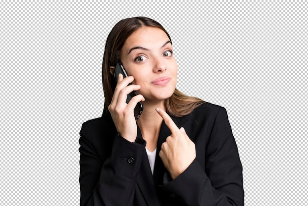 Young pretty businesswoman using her smartphone