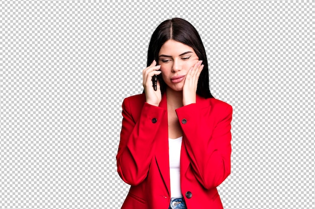 PSD young pretty businesswoman using her smartphone