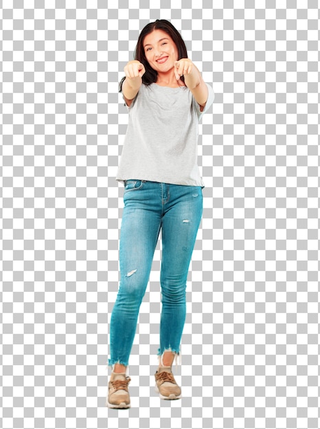 PSD young pretty girl full body cut out. ready to place in your design