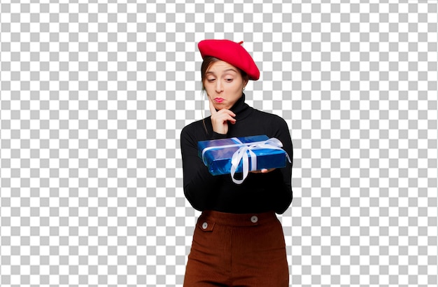 발렌타인 사랑 개념을 표현하는 젊은 예쁜 여자
